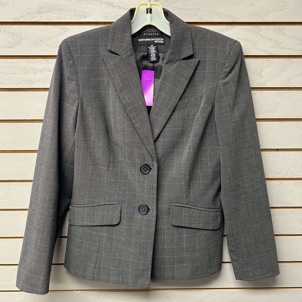 Norton McNaughton Charcoal Checkered Blazer